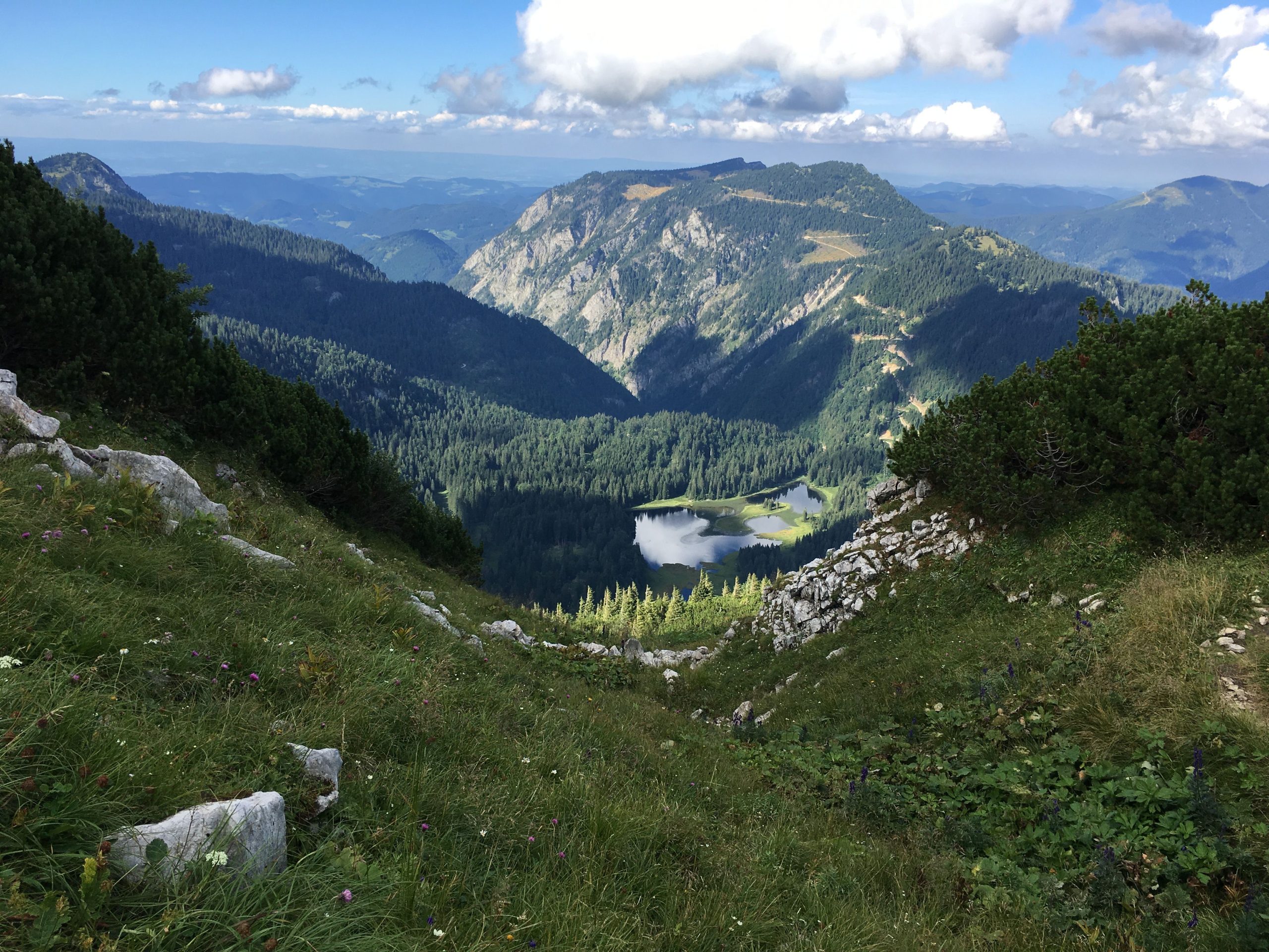 Vue majestueuse des Alpes avec lac cristallin